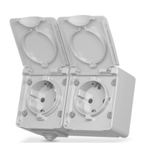 Розетка Videx BINERA IP65 зовнішня 2ая із заземленням сіра (VF-BNW22G-G)