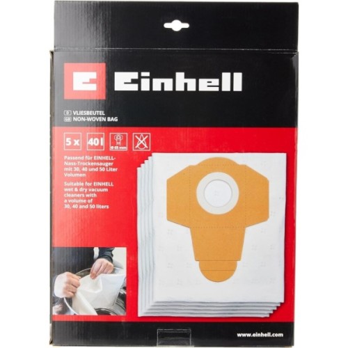 Мішок для пилососу Einhell синтетичний до моделей 30-50л, 5шт (2351195)