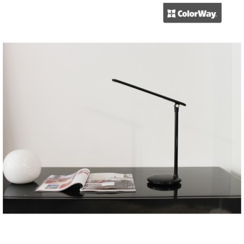 Настільна лампа ColorWay 4W з вбудованим акумулятором 1800 mAh USB in/out 5V*1A, black (CW-DL02B-B)