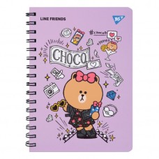 Блокнот Yes Line Friends Choco А5 80 аркушів подвійна спіраль з резинкою Лінія (151771)