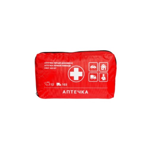 Автомобільна аптечка Poputchik згідно ТУ футляр м'який червоний 19х8х14 (02-002-М)