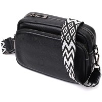 Сумка Vintage Компактна жіноча крос-боді з натуральної шкіри Чорна (22294)