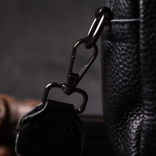 Сумка Vintage Компактна жіноча крос-боді з натуральної шкіри Чорна (22294)