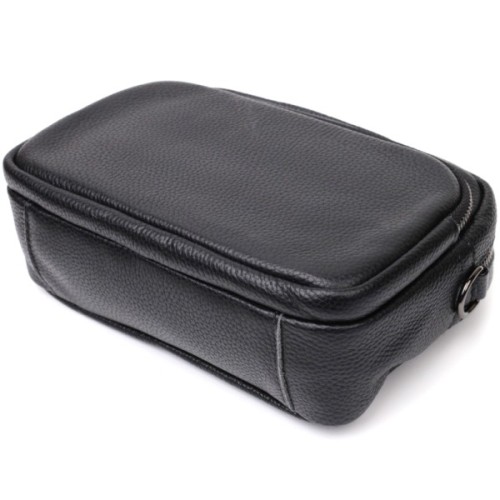 Сумка Vintage Компактна жіноча крос-боді з натуральної шкіри Чорна (22294)