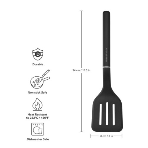 Лопатка кухонна KitchenAid Classic з прорізами 34 см чорний (KHH002OHOBEG)