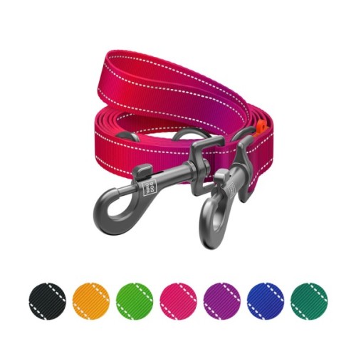 Повідець для собак WAUDOG Nylon Mono світловідбивний М рожевий (46487)