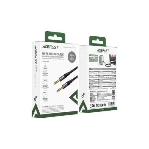 Кабель мультимедійний 3.5mm M to 3.5mm M 1.0m black Acefast (6974316285267)