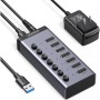 Концентратор Ugreen USB 3.0 to 7xUSB 3.0 with power supply CM481 gray (90307)