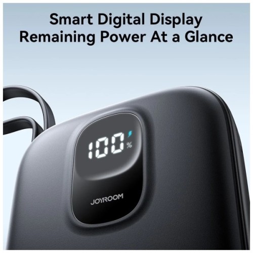 Батарея універсальна JOYROOM 10000mAh, 22.5W, PD, QC, built-in USB-C cable, Black (JR-PBF17)