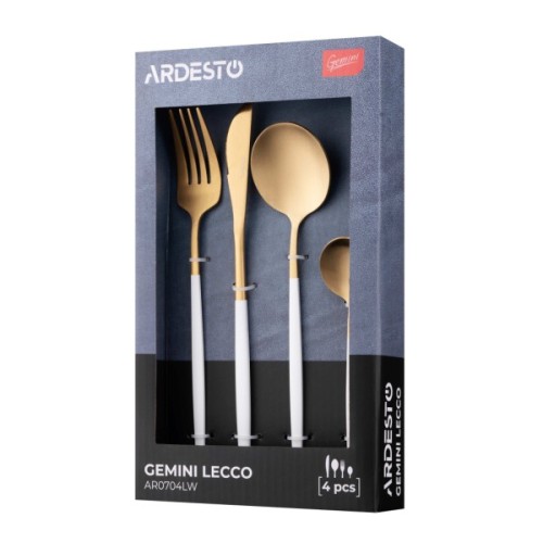 Набір столових приборів Ardesto Gemini Lecco, 4 прибори, нержавіюча сталь, золотисто-білий (AR0704LW)