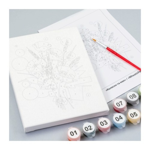 Картина по номерам Rosa Колоски і маки, 15х20см, з мольбертом (4823098548638)