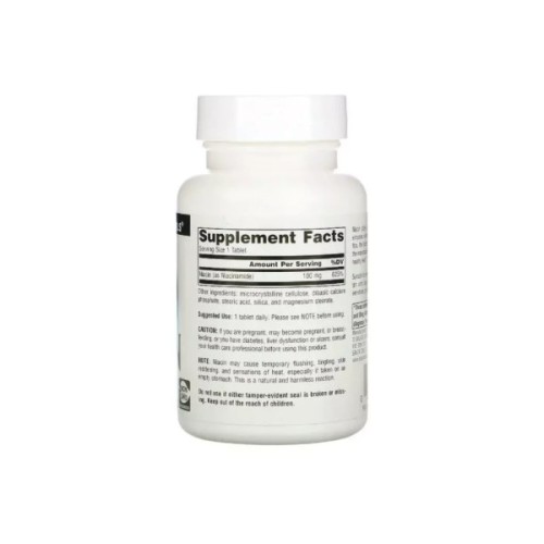 Вітамін Source Naturals Ніацин, Вітамін В3, 100 мг, Niacin, 100 таблеток (SN0501)