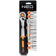 Набір торцевих головок Neo Tools 12шт, 1/2", тріскачка 90 зубців, CrV (10-030N)