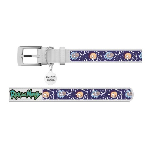 Нашийник для тварин WAUDOG Design з QR паспортом "Рік та Морті 2" Ш 35 мм Д 46-59 см білий (3606-0281-15)