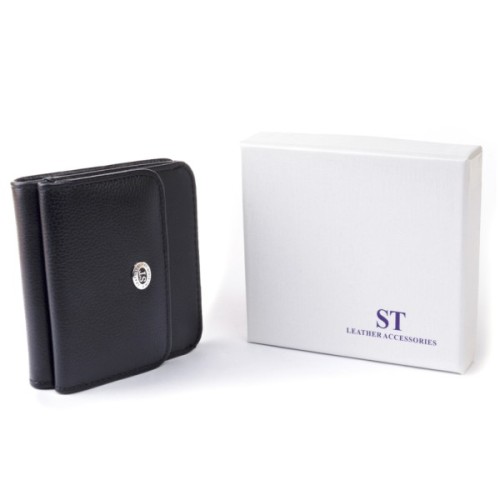 Гаманець ST Leather На кнопці Чорний (19232)