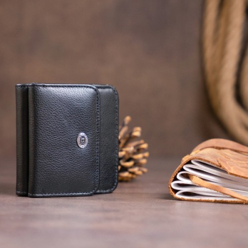 Гаманець ST Leather На кнопці Чорний (19232)