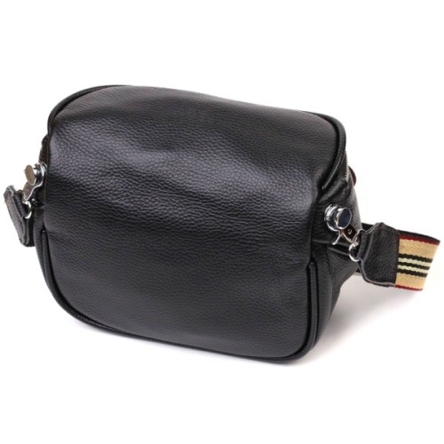 Сумка Vintage Напівкругла через плече з натуральної шкіри Чорна (22079)