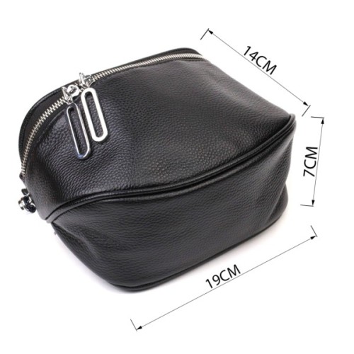 Сумка Vintage Напівкругла через плече з натуральної шкіри Чорна (22079)