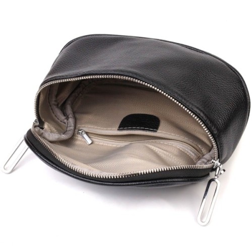 Сумка Vintage Напівкругла через плече з натуральної шкіри Чорна (22079)