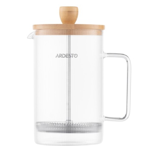 Френч-прес Ardesto Midori, 800мл, боросилікатне скло, бамбук, прозорий (AR1009WL)