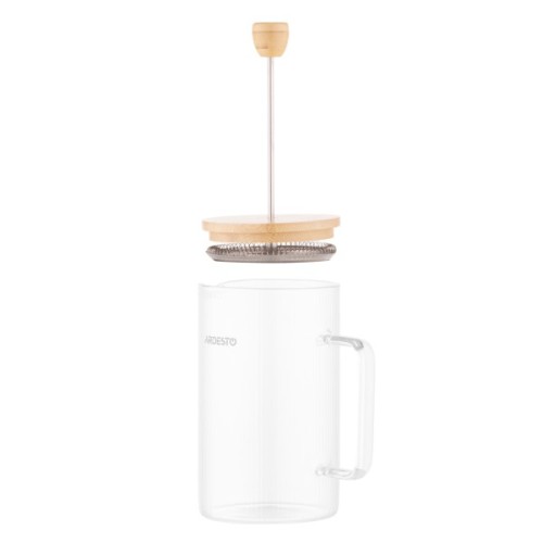 Френч-прес Ardesto Midori, 800мл, боросилікатне скло, бамбук, прозорий (AR1009WL)