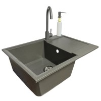 Мийка кухонна Adamant Horizon Medium сірий + змішувач та дозатор (4824296104504)