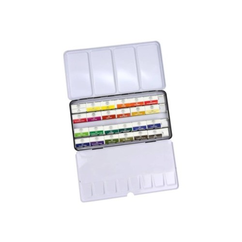 Акварельні фарби MUNGYO Gallery 24 кольору в кюветах металевий пенал (8804819139249)