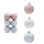 Ялинкова іграшка Chomik пластикові кульки комплект 6 шт, 6 см, блакитний, рожевий, сріблястий (5900779840577)