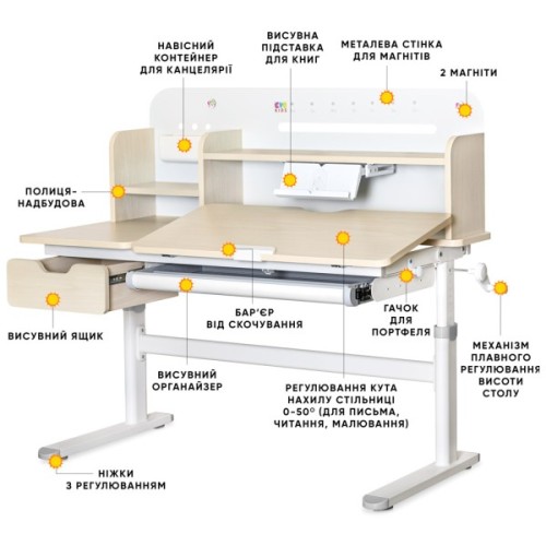 Парта Evo-kids TH-360 Plus Grey (TH-360 TG/G Plus)