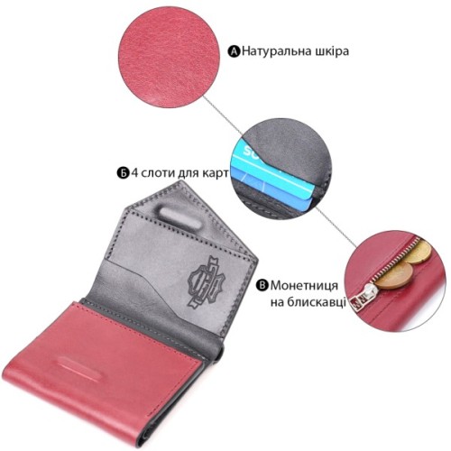 Гаманець Grande Pelle З натуральної шкіри Бордовий (16800)