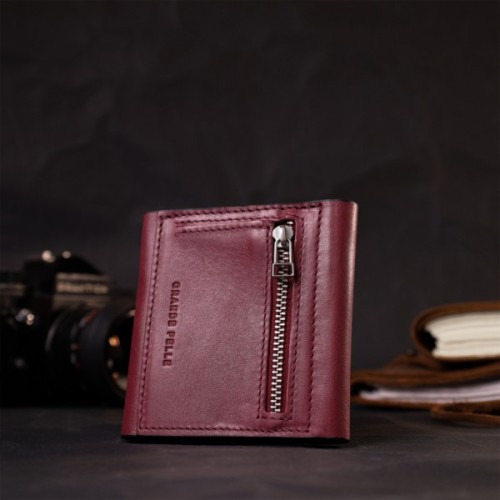 Гаманець Grande Pelle З натуральної шкіри Бордовий (16800)