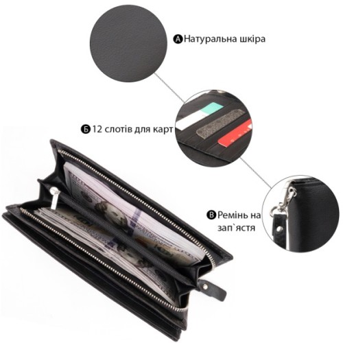 Гаманець ST Leather Шкіряний жіночий Чорний (19274)