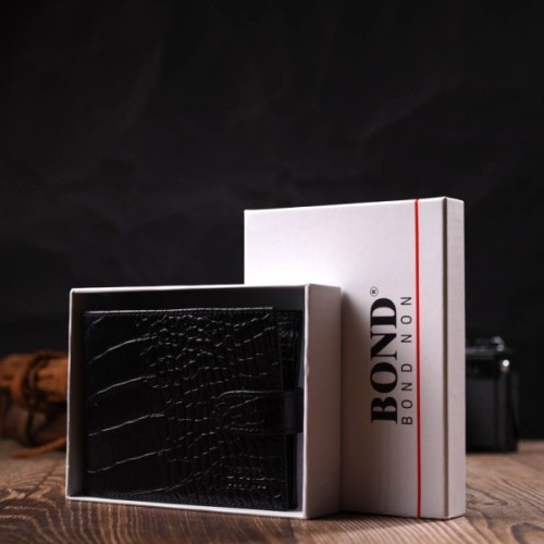 Гаманець Bond Accessories З натуральної шкіри Чорний (21995)