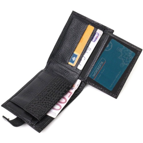 Гаманець Bond Accessories З натуральної шкіри Чорний (21995)