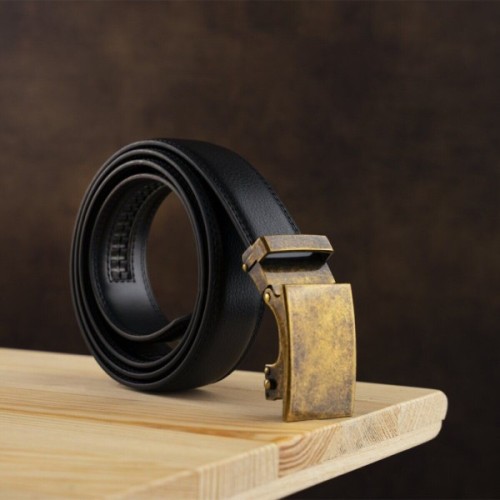 Ремінь Vintage Чоловічий з латунною пряжкою Чорний (20310)