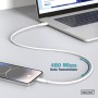 Дата кабель USB 2.0 AM to USB-C 2.0m 60W white Digitus (AK-300340-020-W)