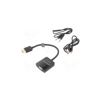 Перехідник HDMI M to VGA F + Micro USB F + 3.5mm F 0.15m black Vention (42161)