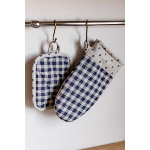 Кухонна прихватка Прованс Набір рукавиця 29х15 та прихватка 15х20 Синя клітинка (035696)