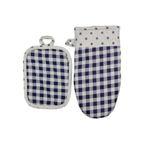 Кухонна прихватка Прованс Набір рукавиця 29х15 та прихватка 15х20 Синя клітинка (035696)