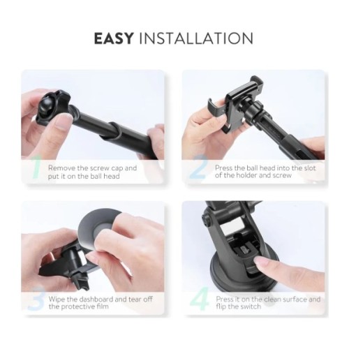 Універсальний автотримач Ugreen LP200 Gravity Phone Holder with Suction Cup Black (60990B)