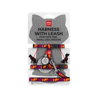 Шлея для котів Waucat Nylon з QR паспортом "Куби 3Д" пластиковий фастекс (329-4057)