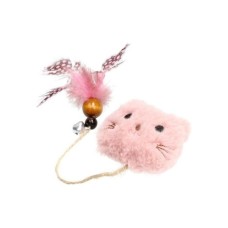 Іграшка для котів Hippie Pet Плюшевий ведмедик з пір'їнкою рожевий 11 см (HIPCT2304102-1)