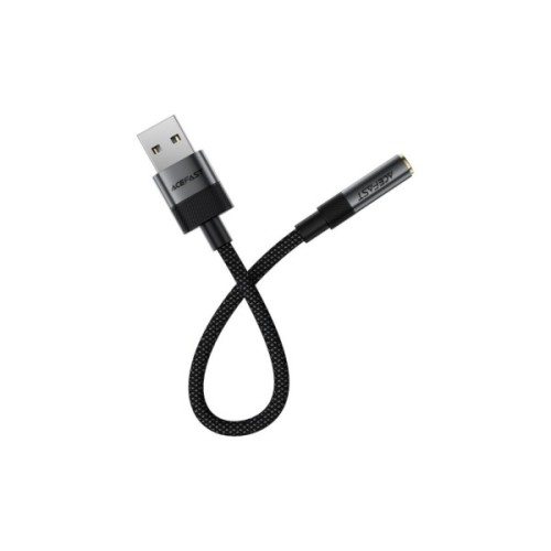 Перехідник USB AM to 3.5mm F 0.15m black Acefast (6974316285298)