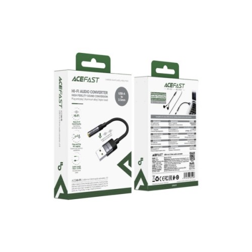Перехідник USB AM to 3.5mm F 0.15m black Acefast (6974316285298)