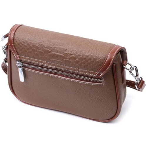 Сумка Vintage Жіноча з фактурним клапаном з натуральної шкіри Коричнева (22621)