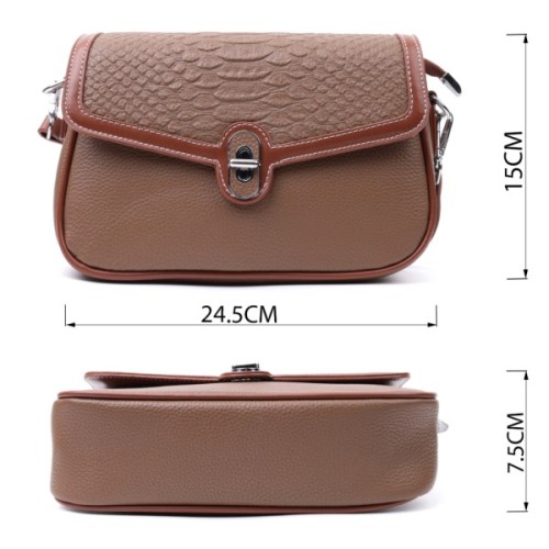 Сумка Vintage Жіноча з фактурним клапаном з натуральної шкіри Коричнева (22621)