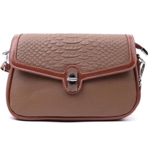 Сумка Vintage Жіноча з фактурним клапаном з натуральної шкіри Коричнева (22621)