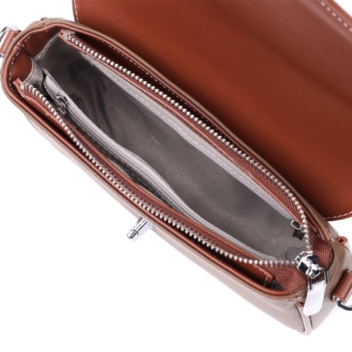 Сумка Vintage Жіноча з фактурним клапаном з натуральної шкіри Коричнева (22621)