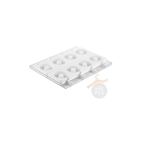 Форма для морозива Silikomart серія "Steccoflex" Donuts Набір для морозива на паличці 2 форми +1 таця +50 паличок (GEL13 DONUTS)