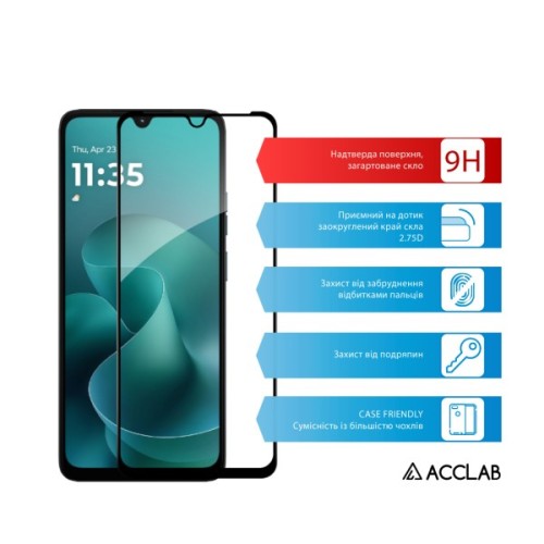 Скло захисне ACCLAB Full Glue ESD Moto G06 Black (1283126630965)